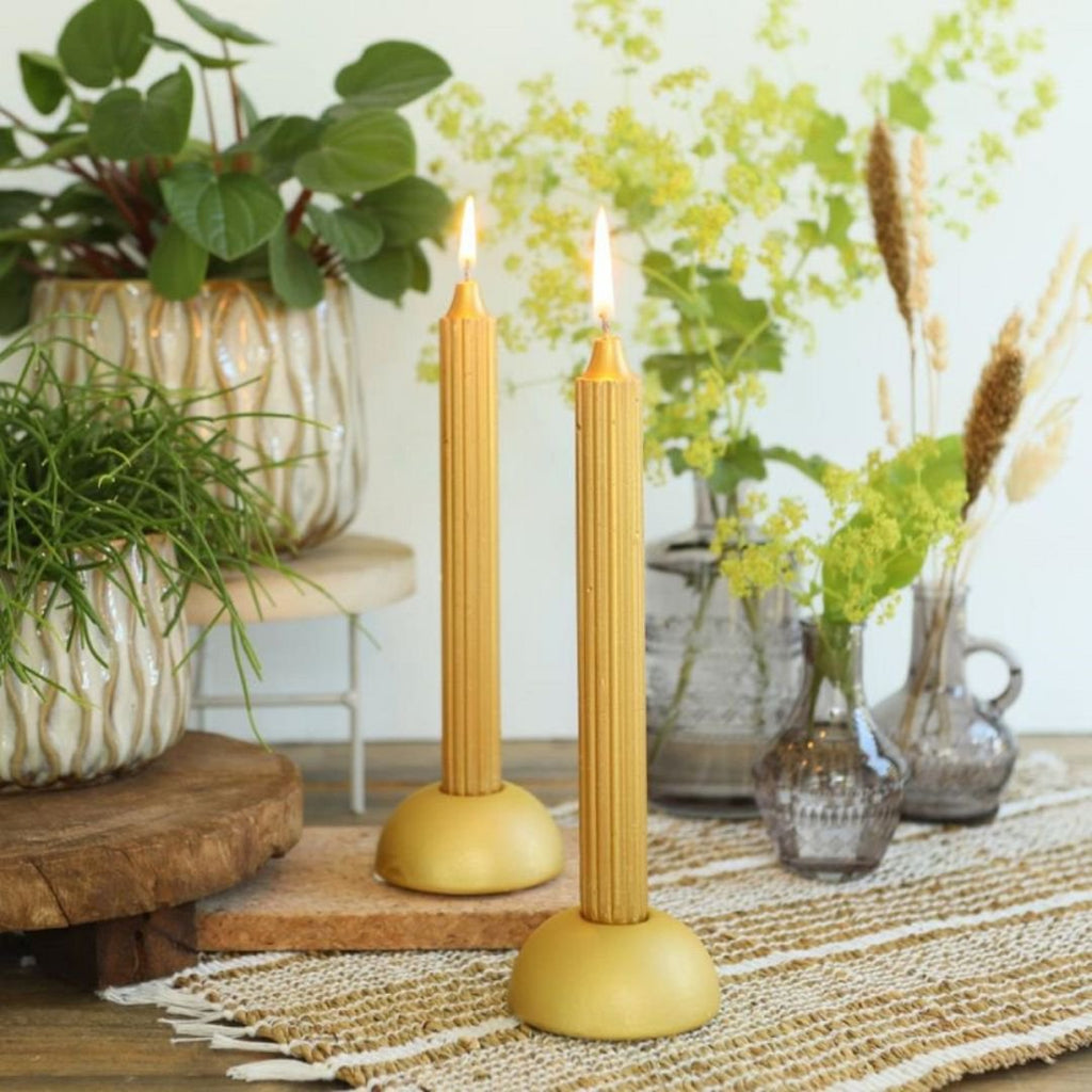 Potlood kaarsen H.20 Ø2,2 cm gouden metalen set 4