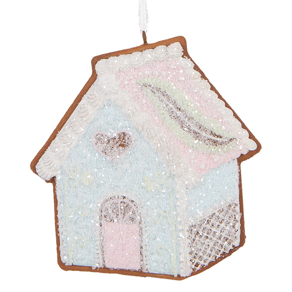 Kersthanger Gingerbread house 9x1x10 cm Blauw Kunststof