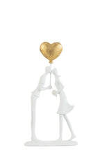 J-Line Koppel Kus Hart Ballon Resine Wit/Goud