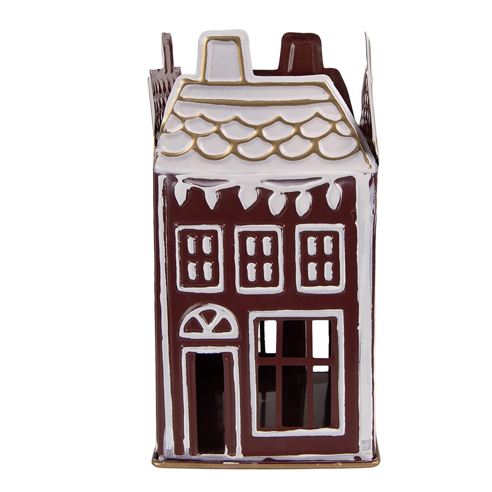 Waxinelichthouder Huis 12x12x22 cm Rood Metaal