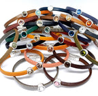 Tijdloze leren armband antiek verzilverd blauwtinten