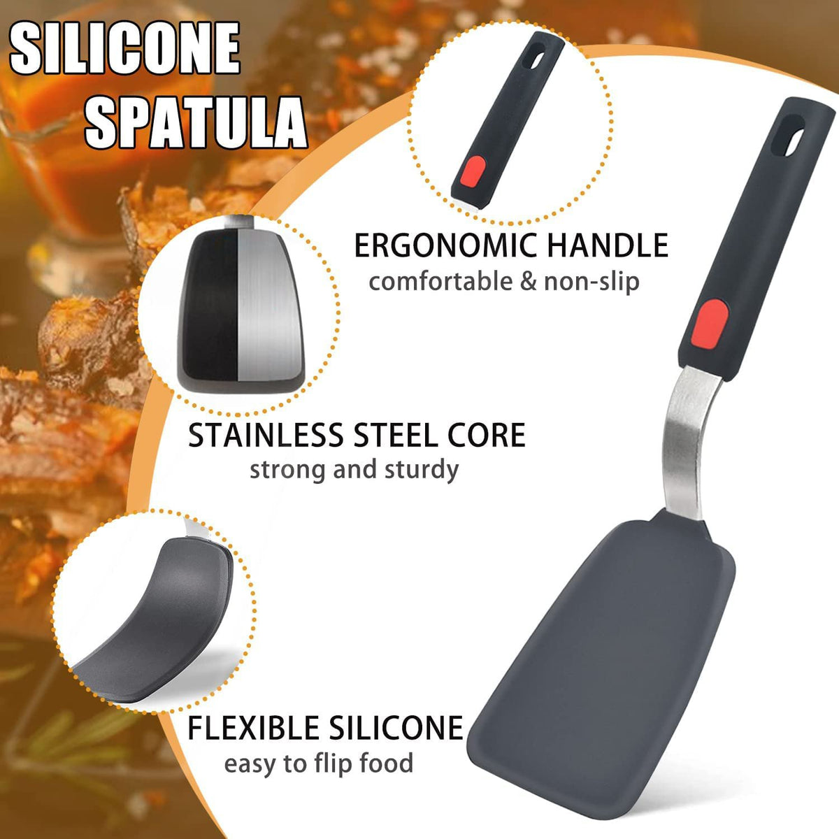 Keukensiliconenspatel – Brede Pannenkoekenspatel – Krasbestendig, Hittebestendig Siliconen – 28x7 CM (Pack van 1)