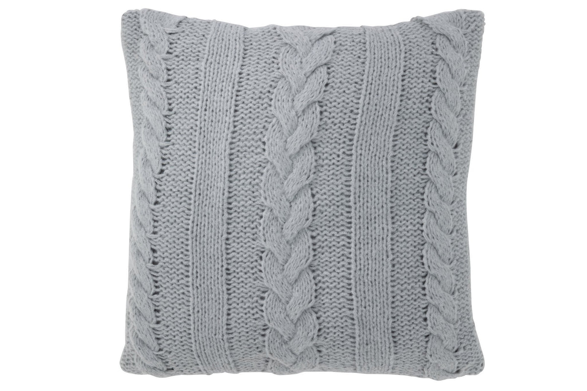 J-Line kussen Twist - polyester - grijs