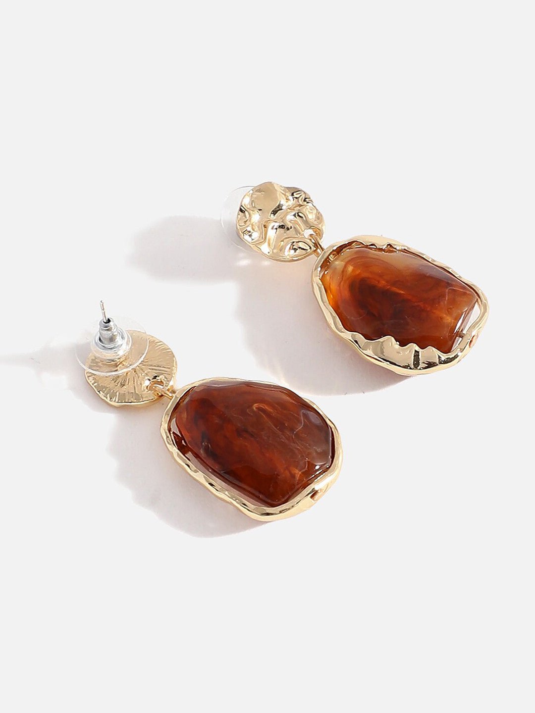 Eigentijdse oorbellen – Verguld – Kunststenen – 3,5 cm x 3 cm