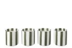 J-Line kop Gestreept - steengoed - olijfgroen/wit - 4 stuks