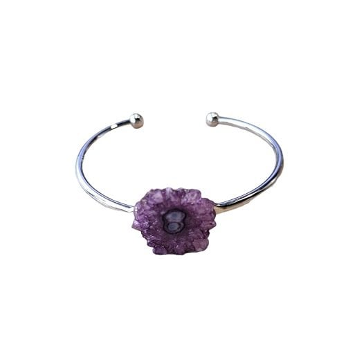 Dames set armband en ring met paarse Agaat