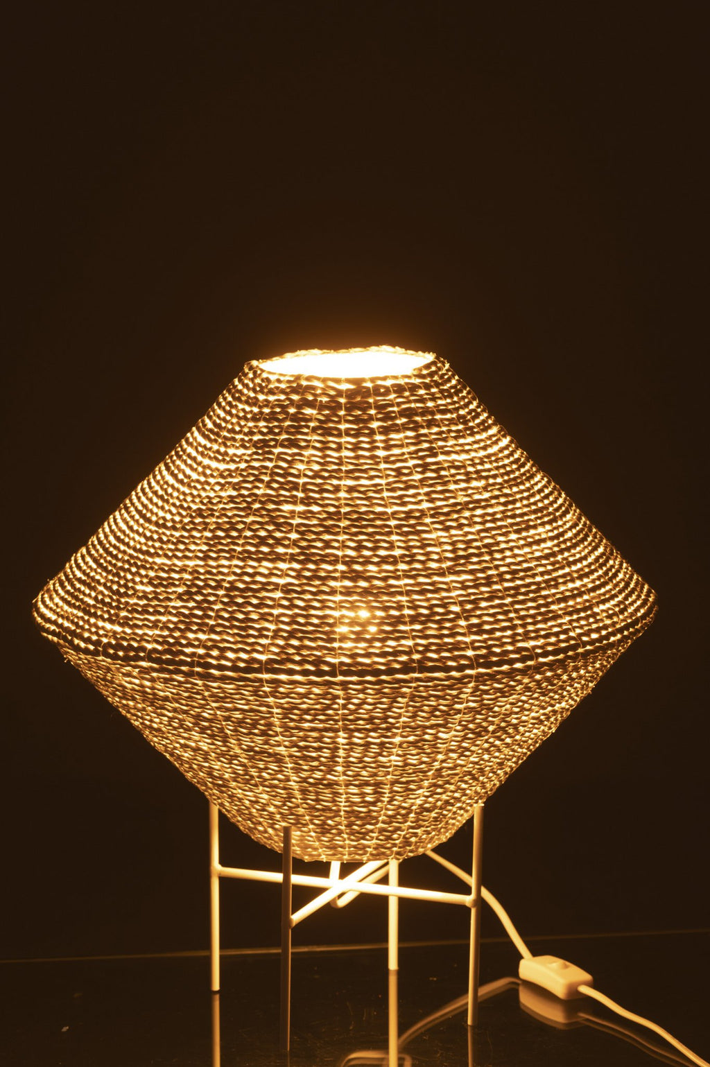 J-Line hanglamp Ufo Raffia - wit - groot