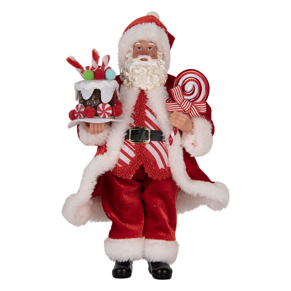 Kerstdecoratie Beeld Kerstman 16x8x28 cm Rood Textiel