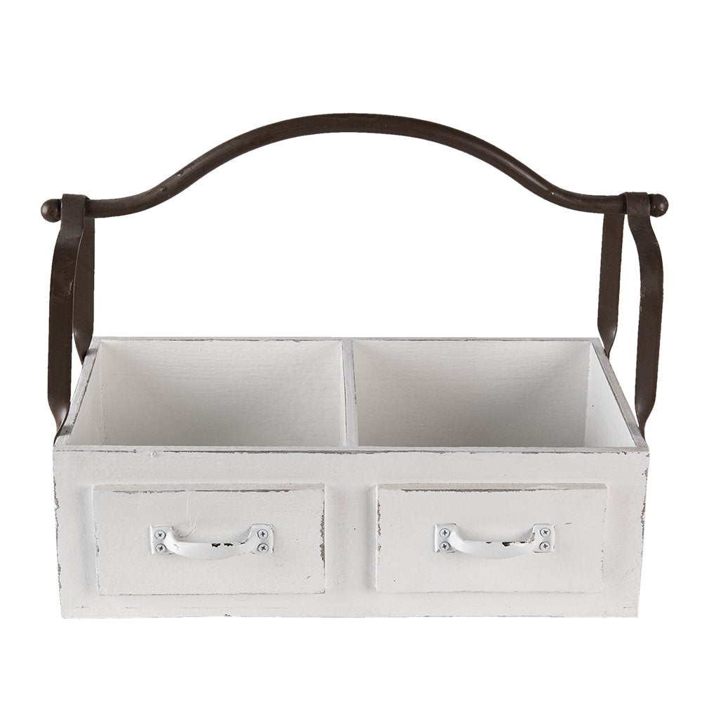 Mand 41x19x29 cm Wit Hout Bakje