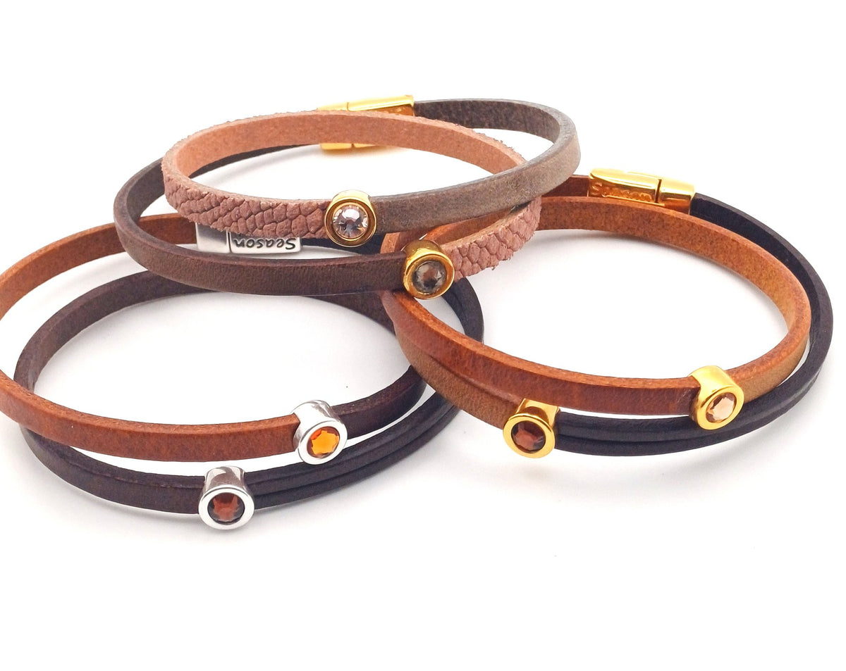 Shorty Trio dubbele leren armband