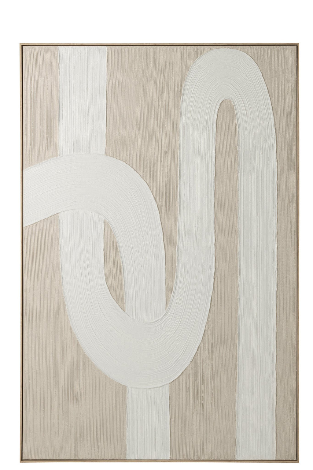 J-Line schilderij Lijnen - hout - dennenhout wit/lichtbeige