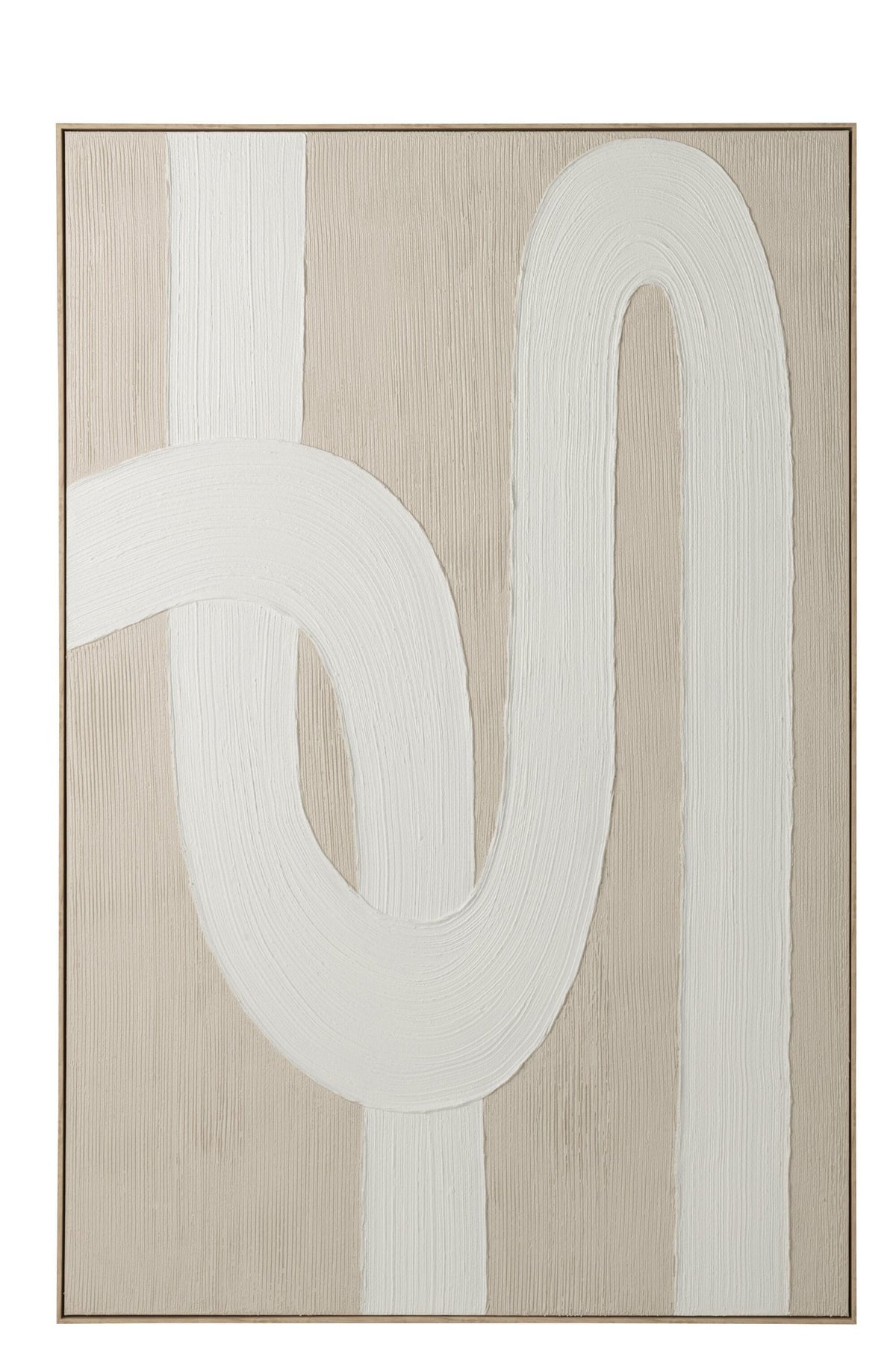 J-Line schilderij Lijnen - hout - dennenhout wit/lichtbeige