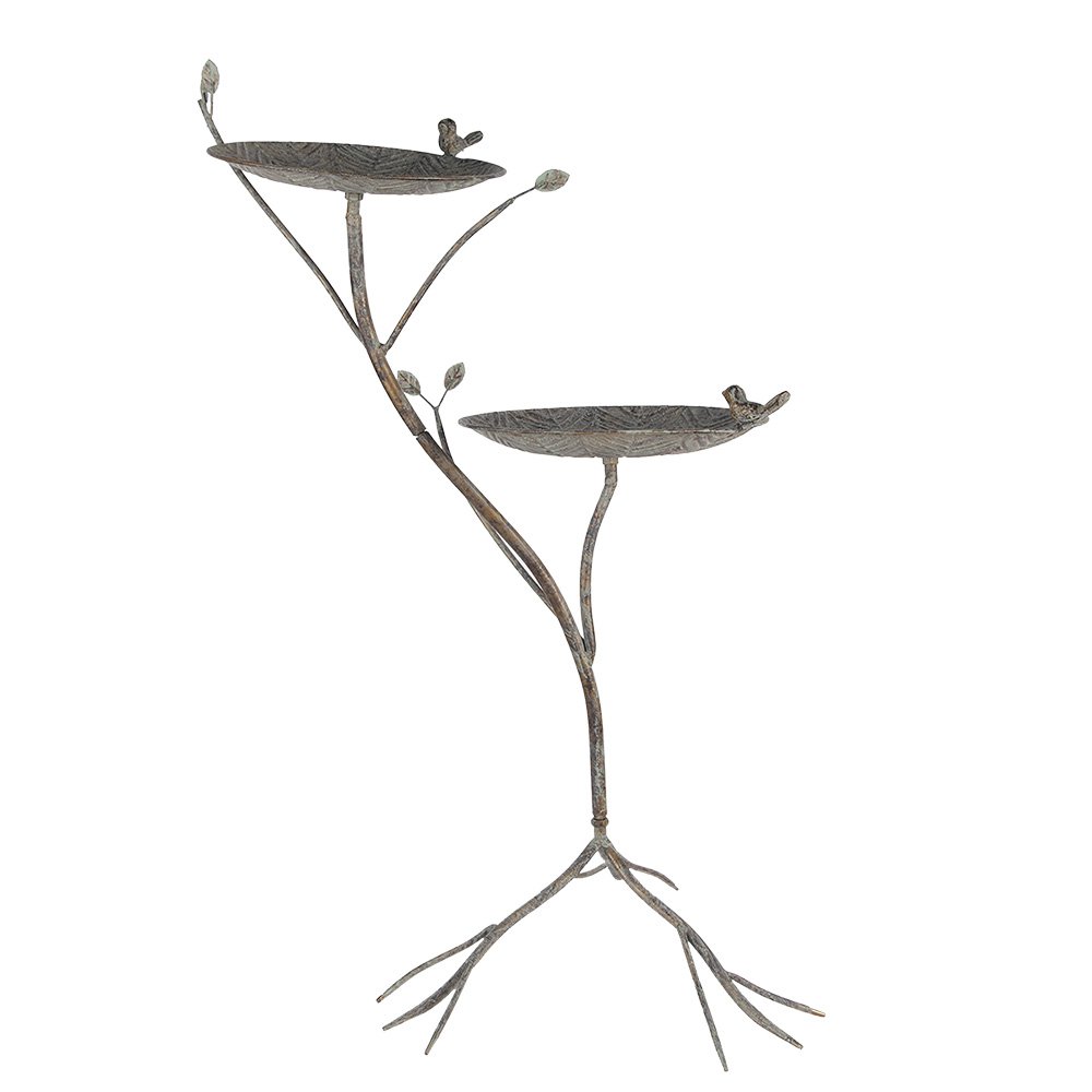 Vogelvoederbak 38x43x78 cm Groen Bruin Metaal