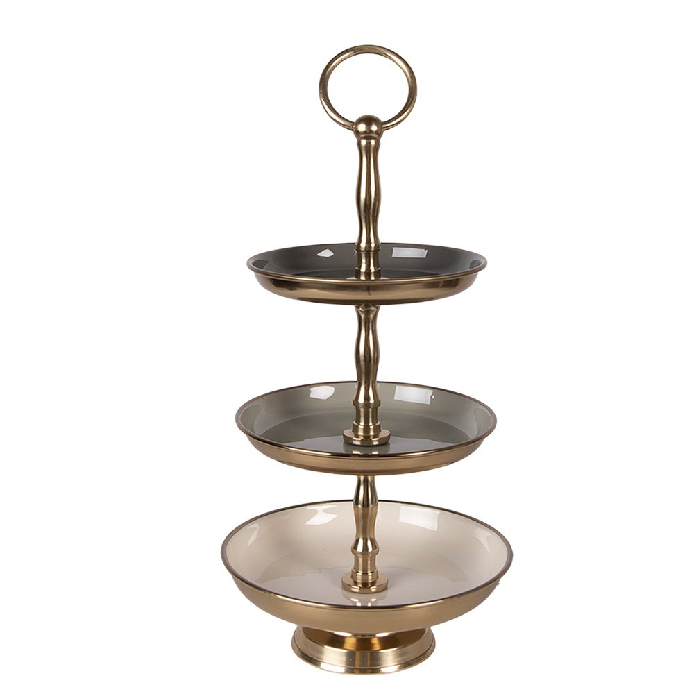 Etagère 3 laags Ø 18x35 cm Grijs Stainless Steel