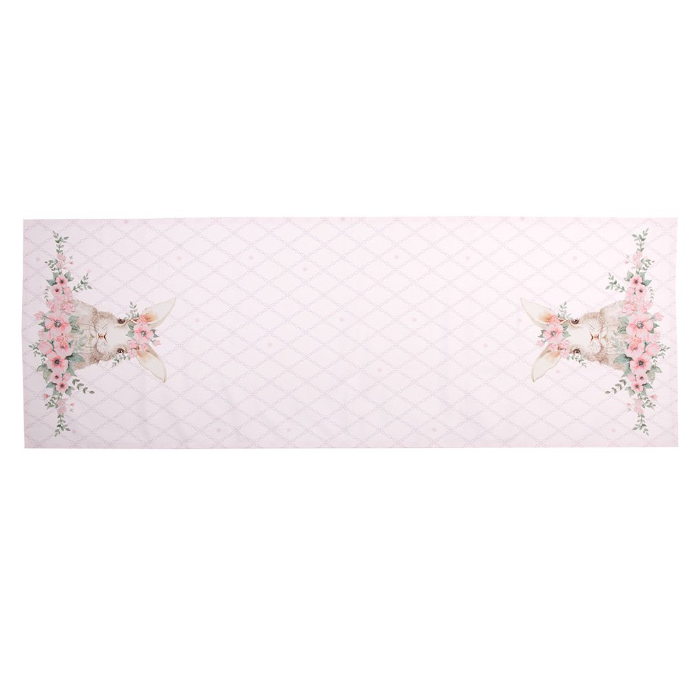 Tafelloper 50x140 cm Roze Katoen Konijn Tafelkleed