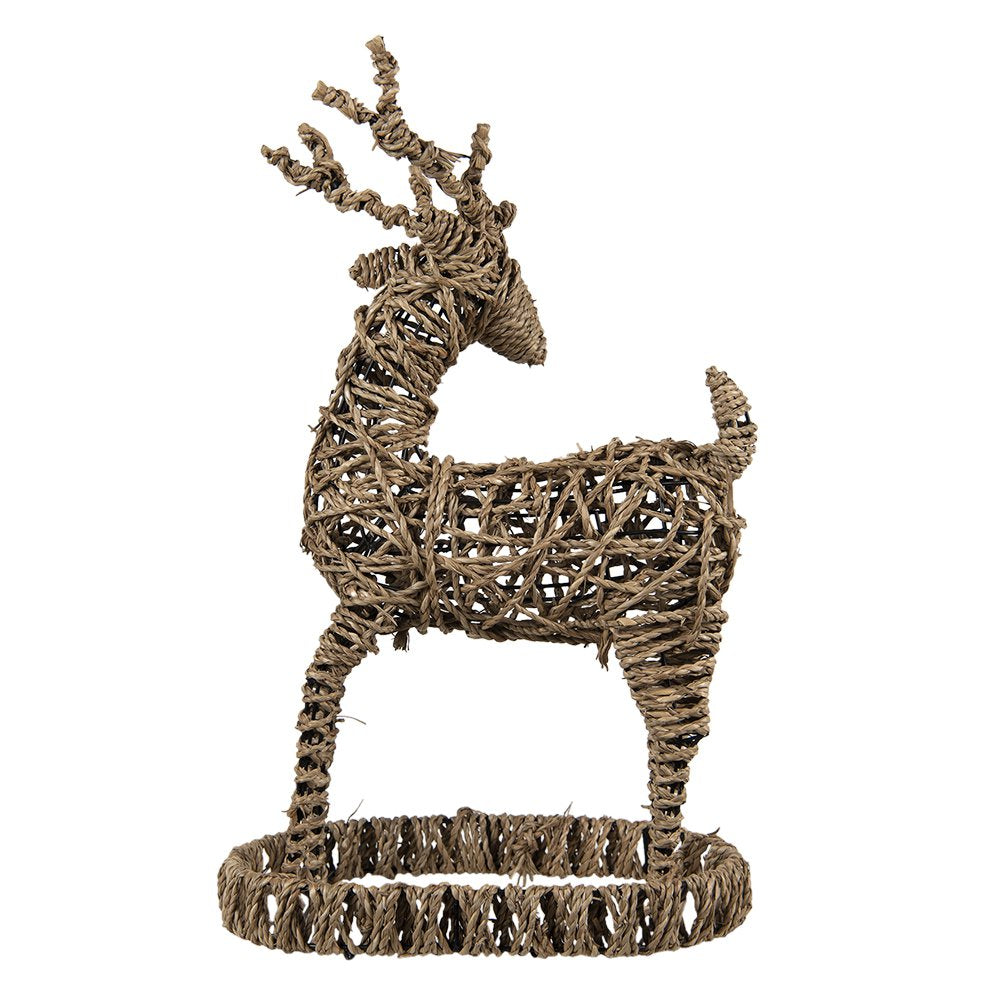 Beeld Hert 30x20x49 cm Bruin Rotan Kerstdecoratie