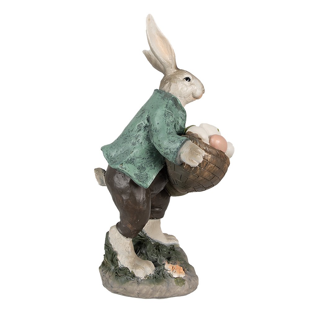 Beeld Konijn 32 cm Bruin Groen Polyresin Paasdecoratie