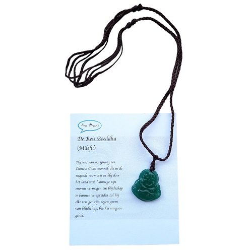 Dames ketting Reisboeddha (Milefu) met Jade
