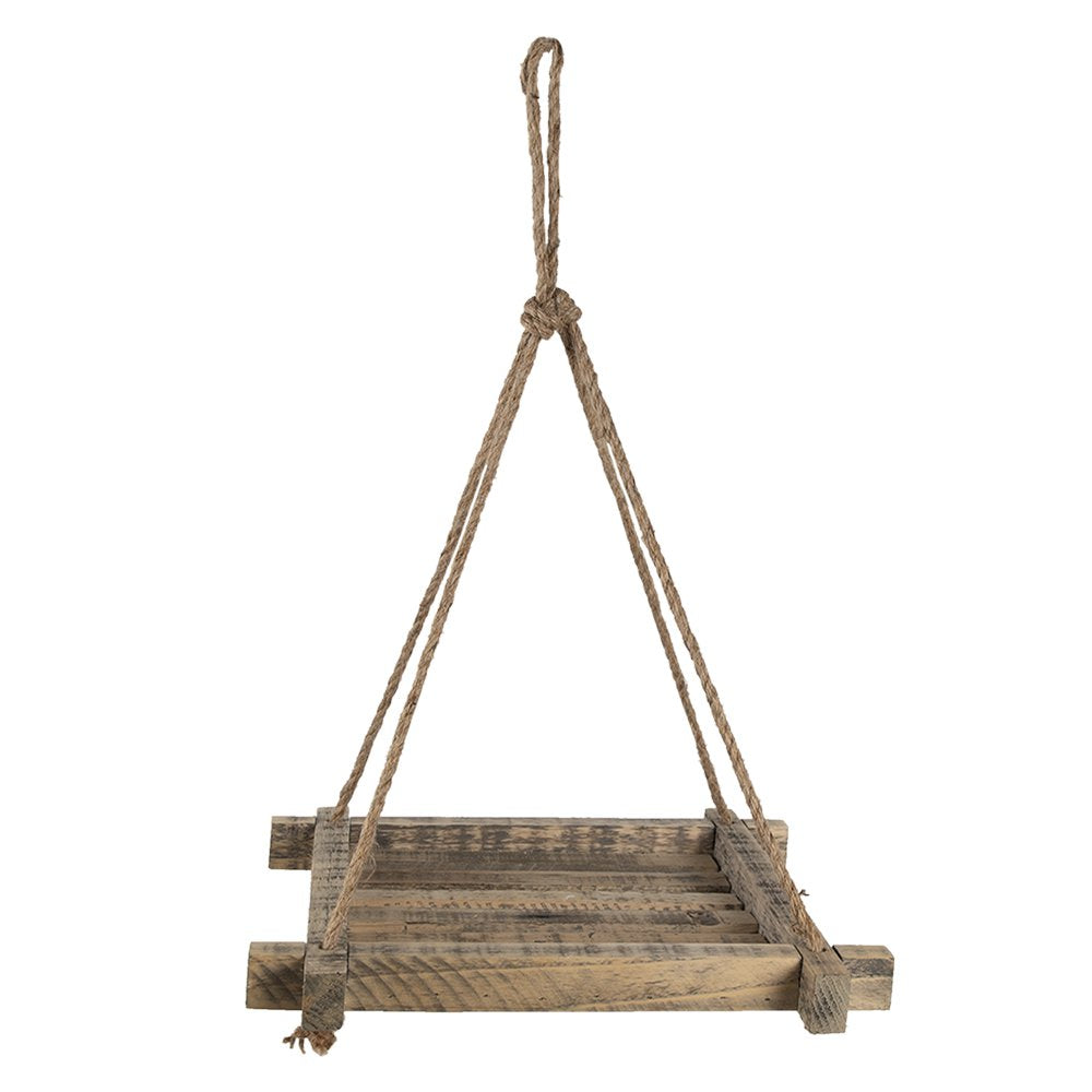 Plantenhanger 36x36 cm Bruin Hout Hangpot