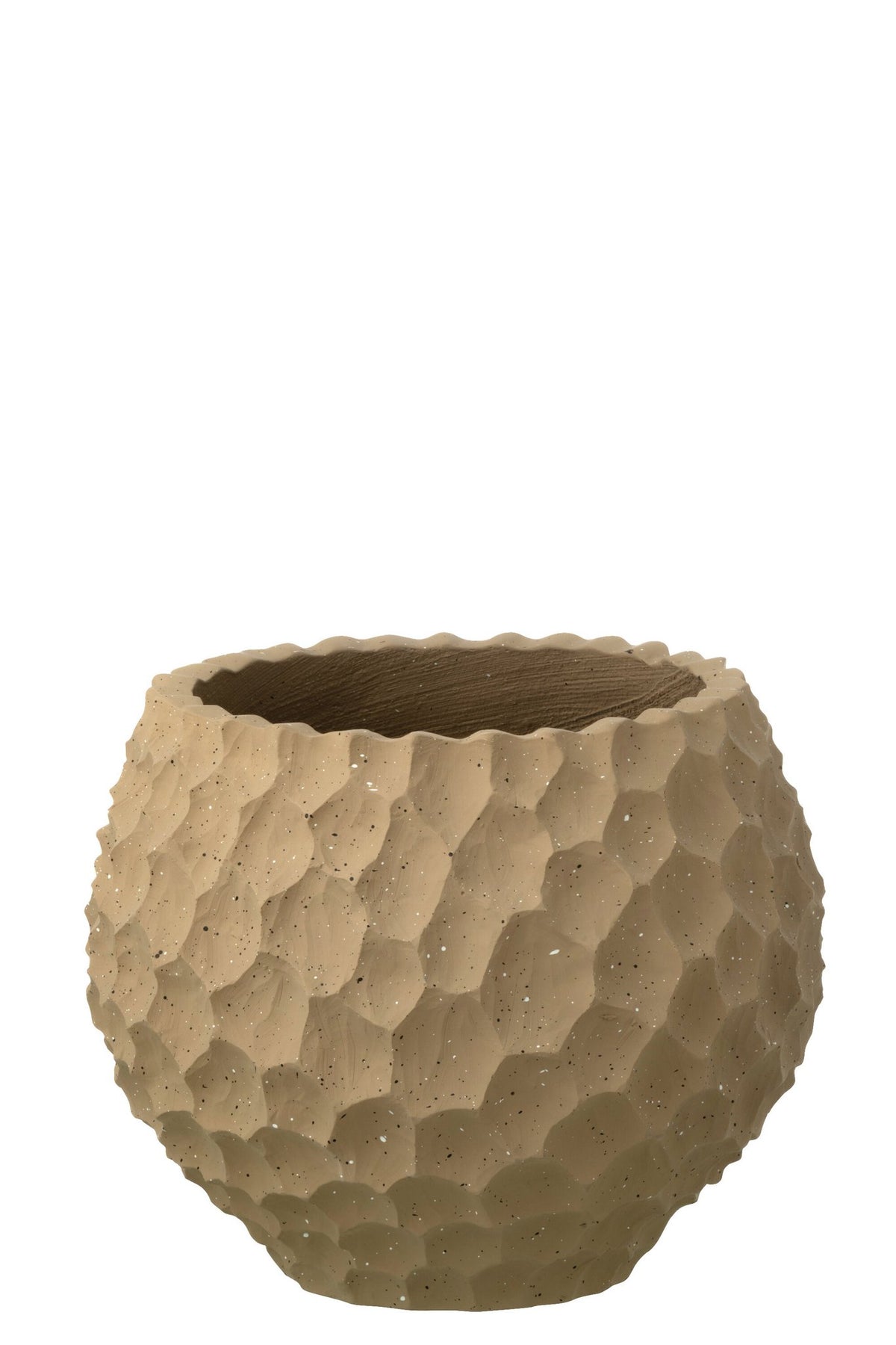 J-Line bloempot Inkepingen + Buiten zand - steen - taupe - S