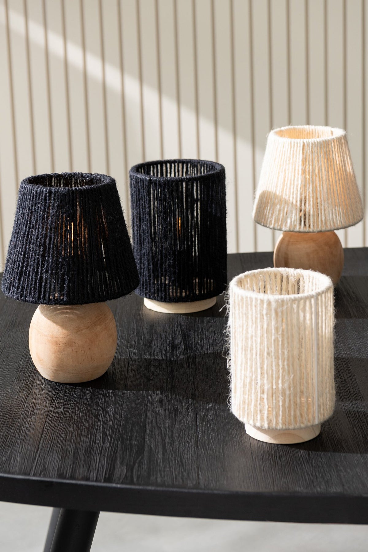 J-Line Lamp Led Hout/Metaal Zwart