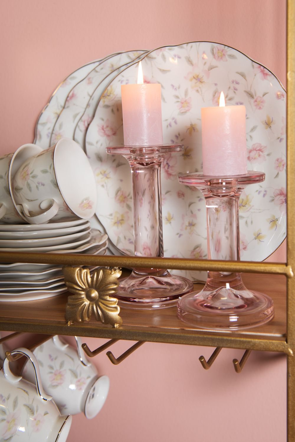 Dinerbord Ø 26 cm Wit Roze Porselein Bloemen Eetbord