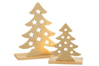 J-Line theelichthouder Kerstboom - aluminium/hout - goud - large