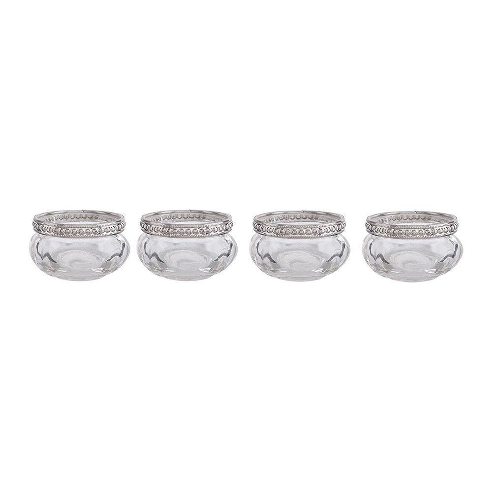 Theelichthouder Set van 4 Ø 6x3 cm Glas Waxinelichthouder