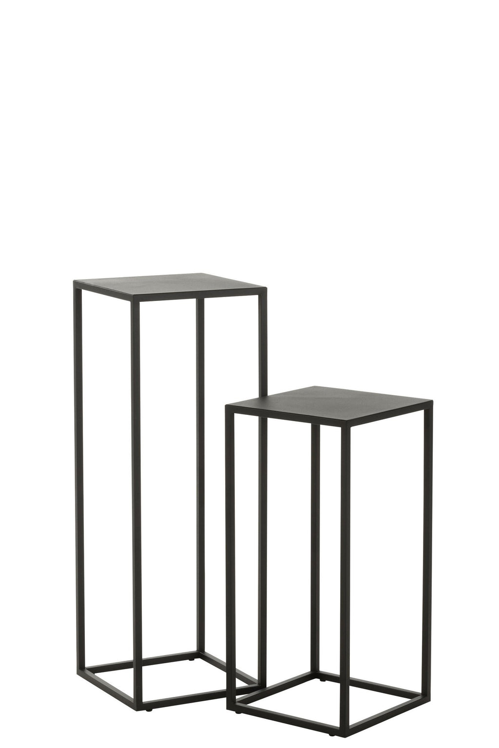 J-Line bijzettafel Vierkant - metaal - zwart - set van 2