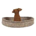 Decoratie schaal Ø 19x10 cm Grijs Vilt Hond