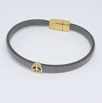 Semplice leren armband peace 24K verguld