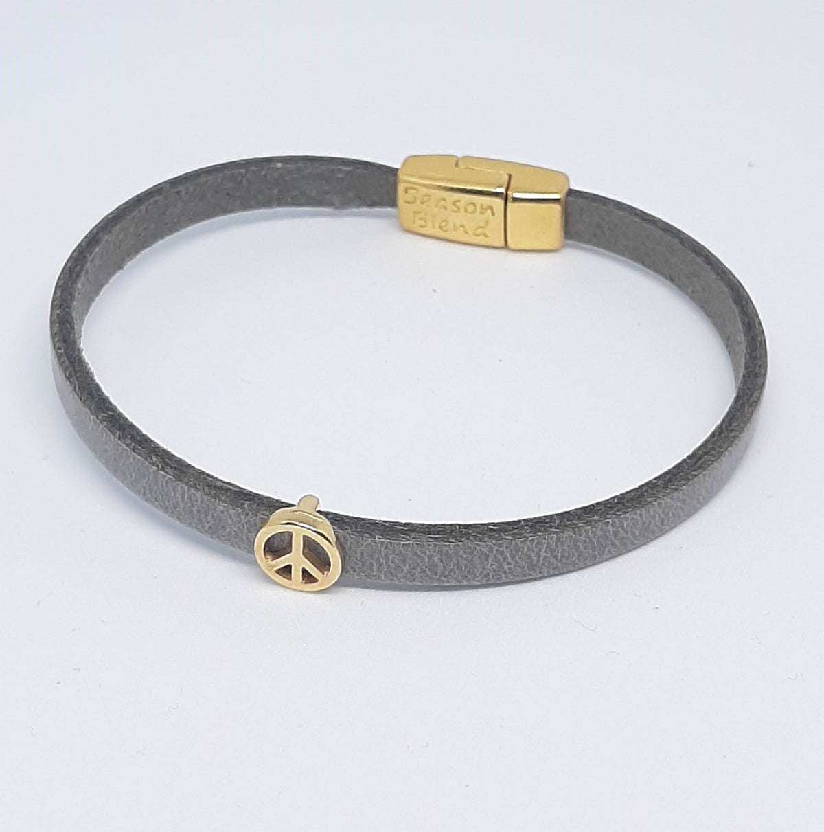 Semplice leren armband peace 24K verguld