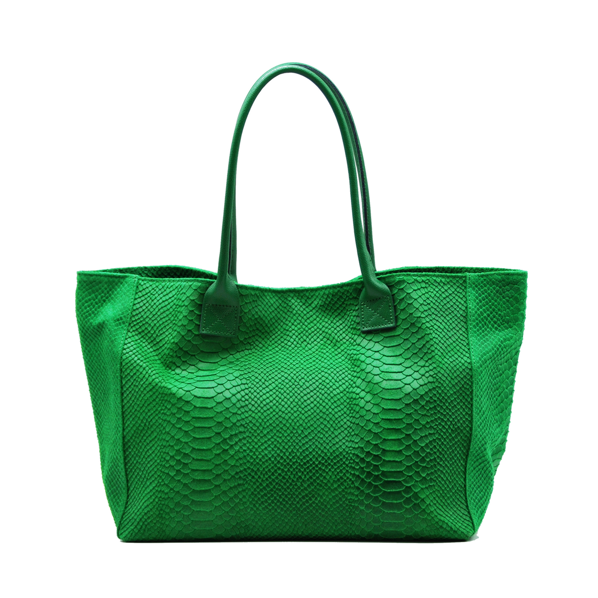 Lola – Italiaanse leren tas met python-reliëf – Groen