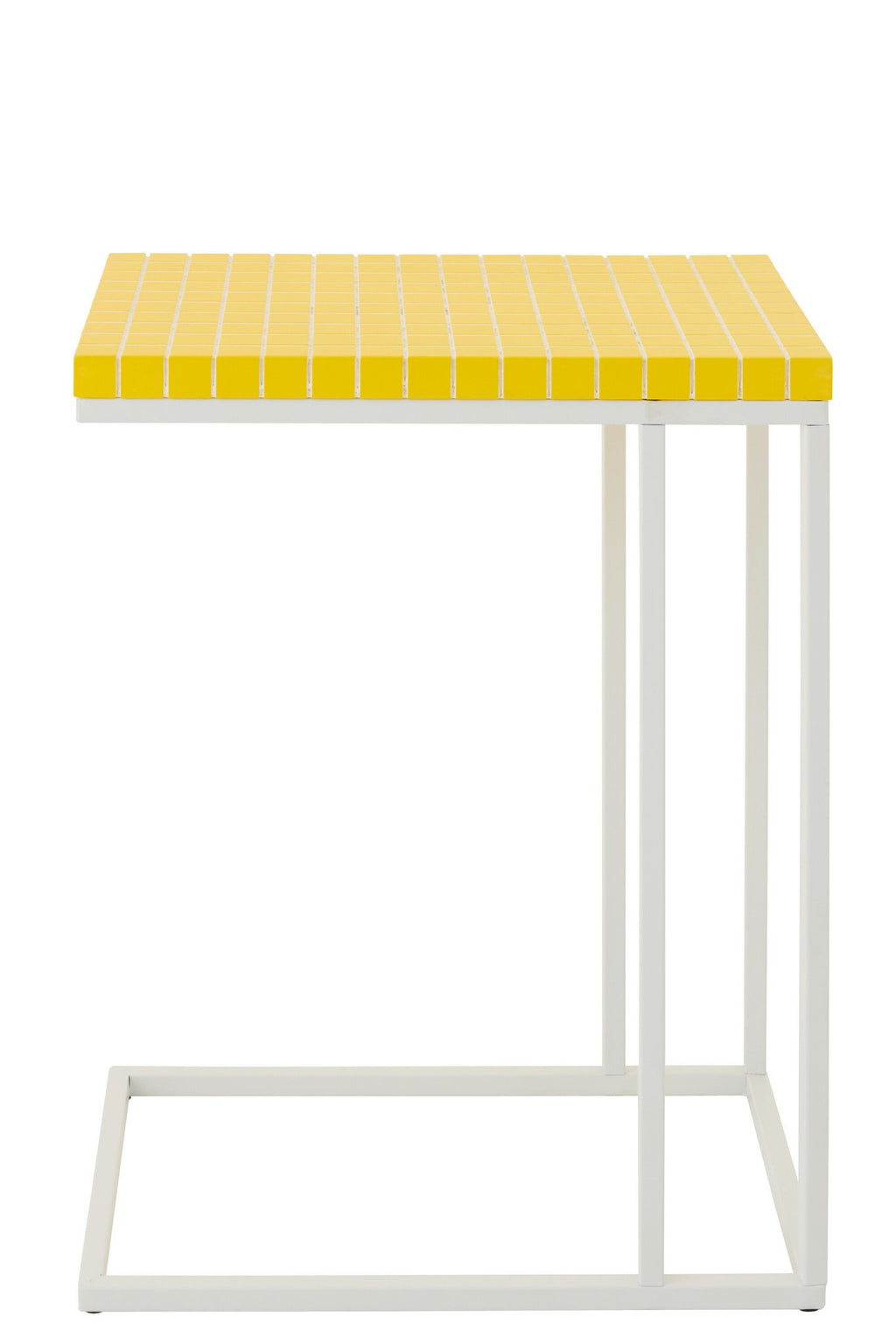 J-Line bijzettafel Rechthoek Geruit - ijzer - geel/wit