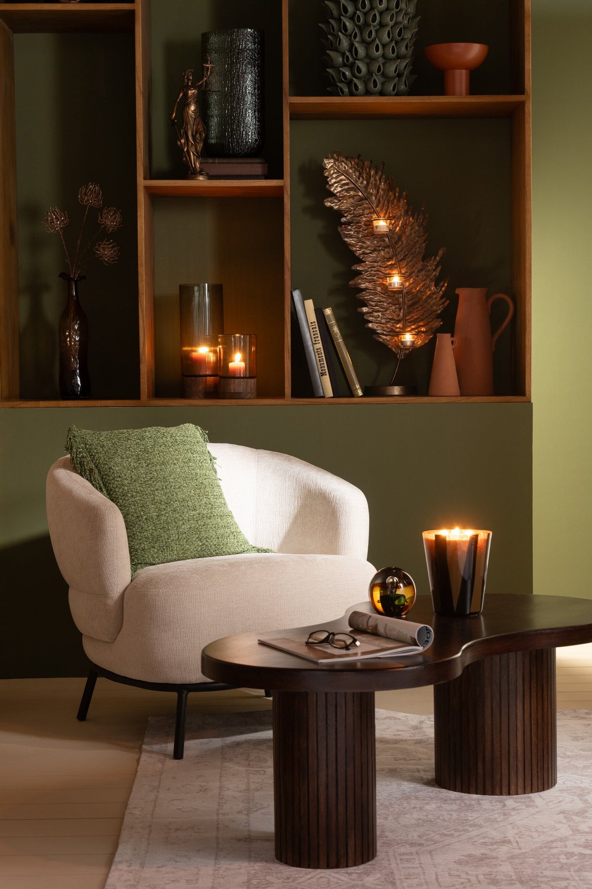 J-Line Loungestoel Mars Populierenhout/Schuim Beige