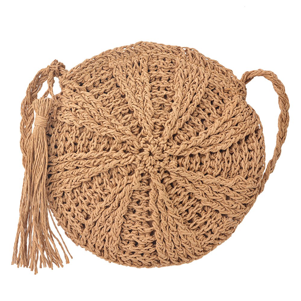 Handtas Dames Ø 22 cm Beige Papierstro Tas