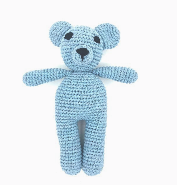 Luna-Leena hond Bella - babyblauw - knuffel 0+ - biologisch katoen - hand gehaakt in Nepal