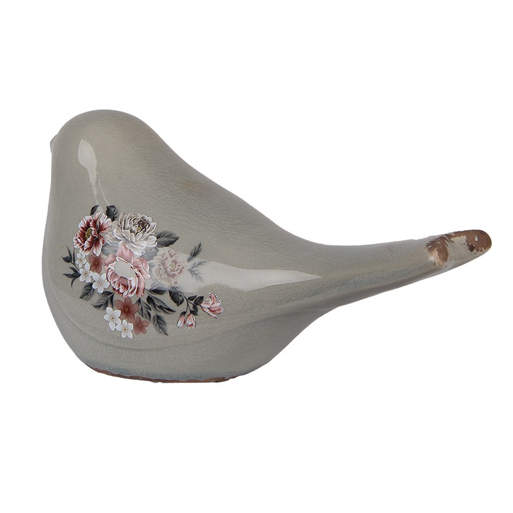 Decoratie Beeld Vogel 25x10x13 cm Grijs Keramiek