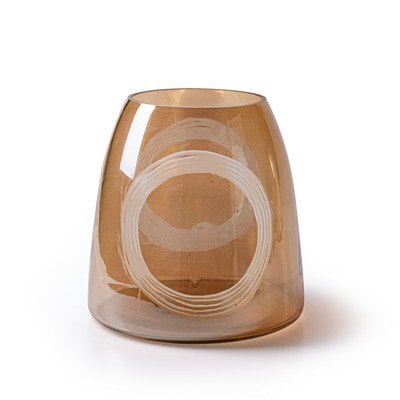 Vaas met ringen 'janine' bruin h15 d14,5 cm