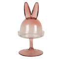 Stolp Ø 12x23 cm Roze Glas Konijn Glazen Stolp