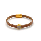 Leren armband met ronde emaille schuifregelaar