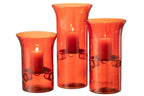 J-Line kaarshouder Bord - glas/metaal - rood - 3 stuks