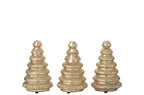 J-Line decoratie Boom Geribbeld - glas - goud - set van 3 - LED