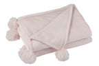 J-Line plaid Pompom - polyester - lichtroze - 170 x 130 cm