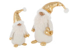 J-Line figuur Kerstman Hart - polyresin - wit/goud - L