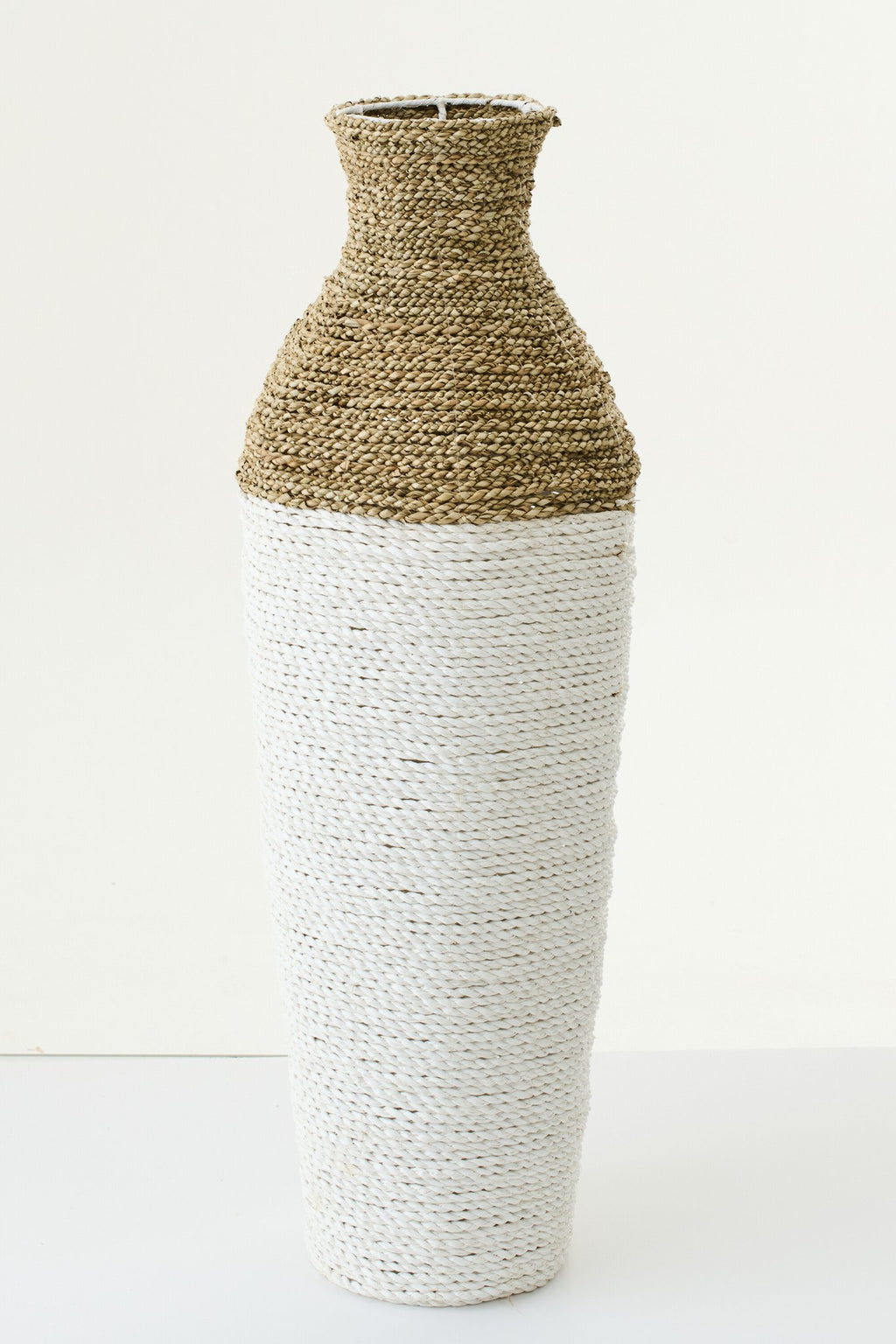J-Line vaas - zeegras - wit/naturel