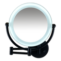 Metalen verlichte Make-up LED wandspiegel Spiegel zwart Ø19cm doorsnee
