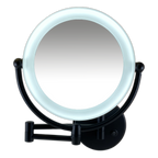 Metalen verlichte Make-up LED wandspiegel Spiegel zwart Ø19cm doorsnee