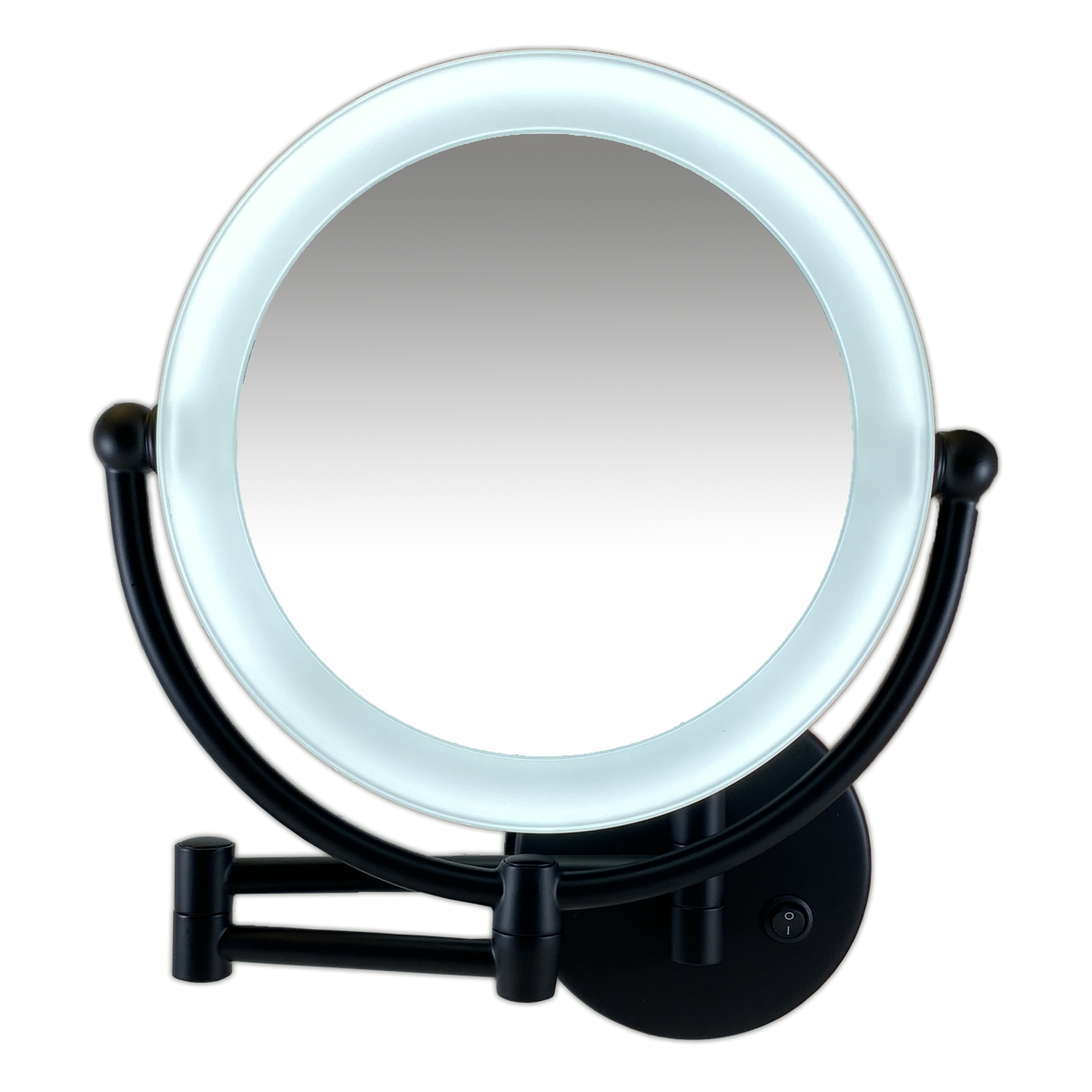 Metalen verlichte Make-up LED wandspiegel Spiegel zwart Ø19cm doorsnee
