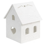 Waxinelichthouder Huis 7x8x9 cm Wit Porselein Theelichthouder